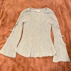 Light grey/gray sweater with flare bell sleeves